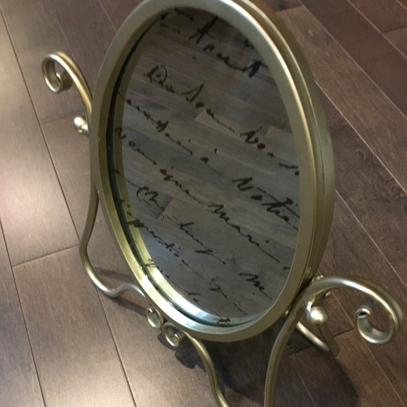 Chic Vanity Tabletop French Script Mirror - Picture 6 of 10